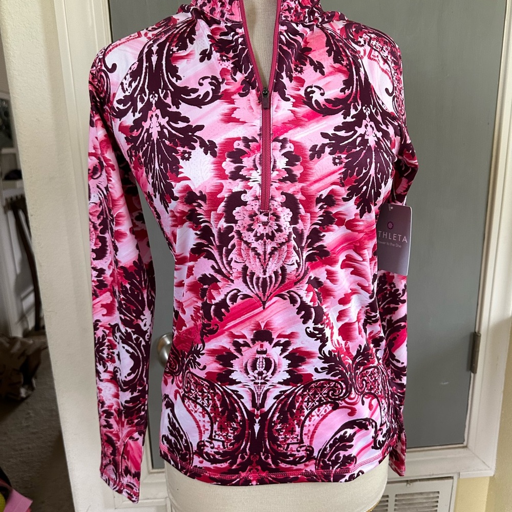 Pink and Burgundy Patterned Pullover